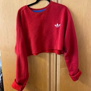 Red Adidas Cropped Crew Neck